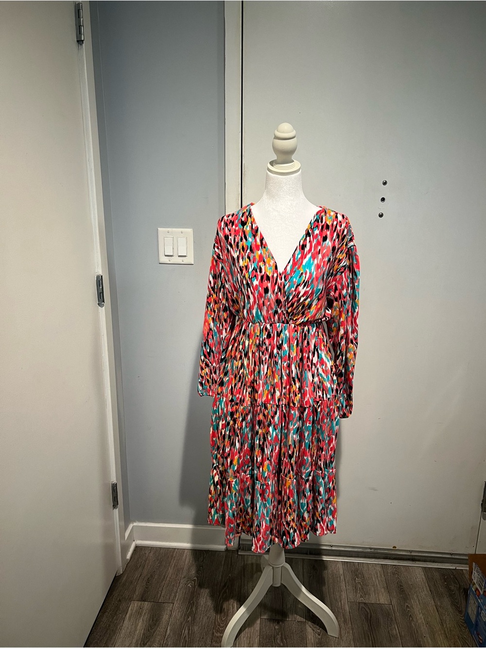 & Other Stories Multicolor V-Neck Midi Dress